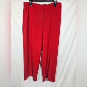 Worthington Petite Wide Leg Pants Red 14P Pull On Dress Pants High Rise Cropped